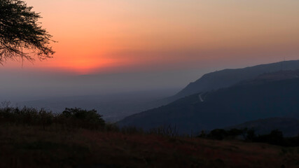 sunset over the mountains