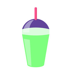 matcha drink in cup with straw. cold beverage. 