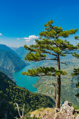 Perucac lake and river Drina from Tara mountain in Serbia