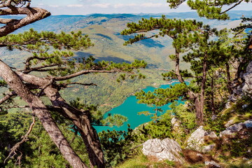 Fototapeta na wymiar Perucac lake and river Drina from Tara mountain in Serbia