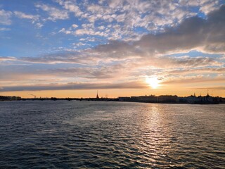 sunset over the river