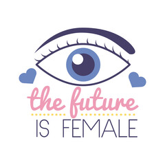 the future is female feminism lettering flat style icon