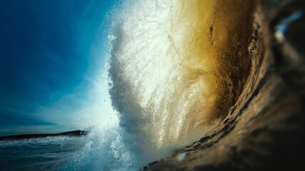 the middle of a wave