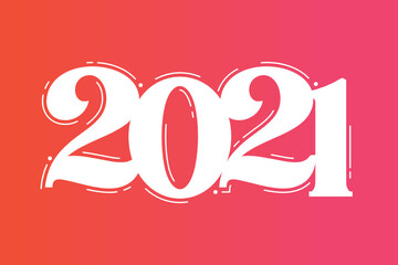 Fototapeta na wymiar Two Thousand Twenty One, 2021, New Year, Vector Text Illustration Background