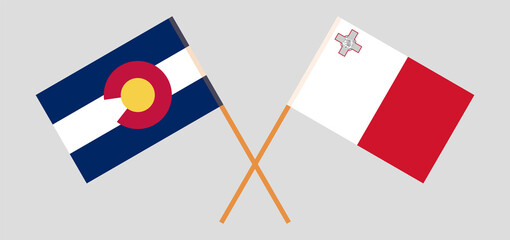 Crossed flags of The State of Colorado and Malta