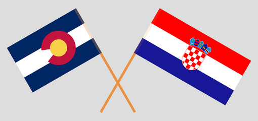 Crossed flags of The State of Colorado and Croatia