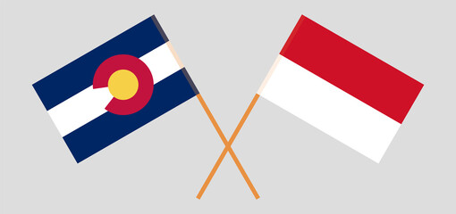 Crossed flags of The State of Colorado and Indonesia