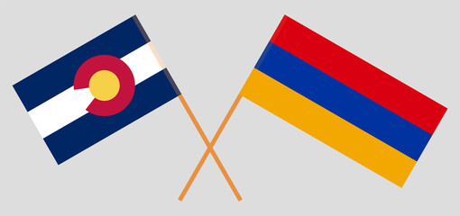 Crossed flags of The State of Colorado and Armenia