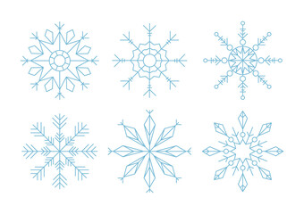 Fototapeta na wymiar Set of different snowflakes icons. Isolated snowflake collection.