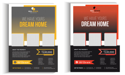 real estate listing flyers, real estate Corporate Business Flyer poster design layout background, two colors scheme, vector template in A4 size - Vector
