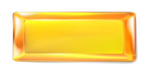Rectangular gold ingot isolated on white background. Realistic precious metal, gold bullion, top view. Style for graphic and web design template. Vector illustration