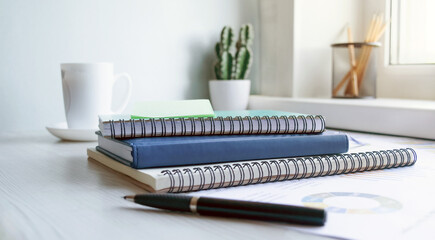 Business documents, business charts on the office table as a business workplace concept. Soft light.