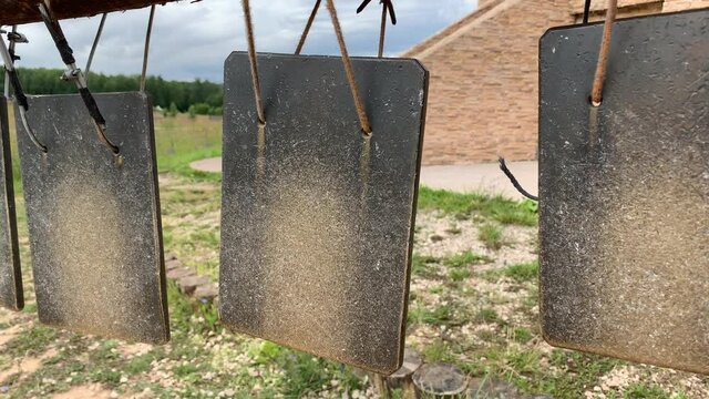Semantron, semandron or semanterion percussion instrument used in monasteries to summon the monastics to prayer or procession, also called a xylon or bylo