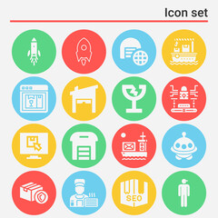 16 pack of vessels  filled web icons set