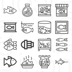 16 pack of tail fin  lineal web icons set