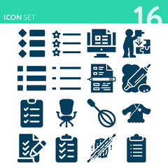 Simple set of 16 icons related to greatest