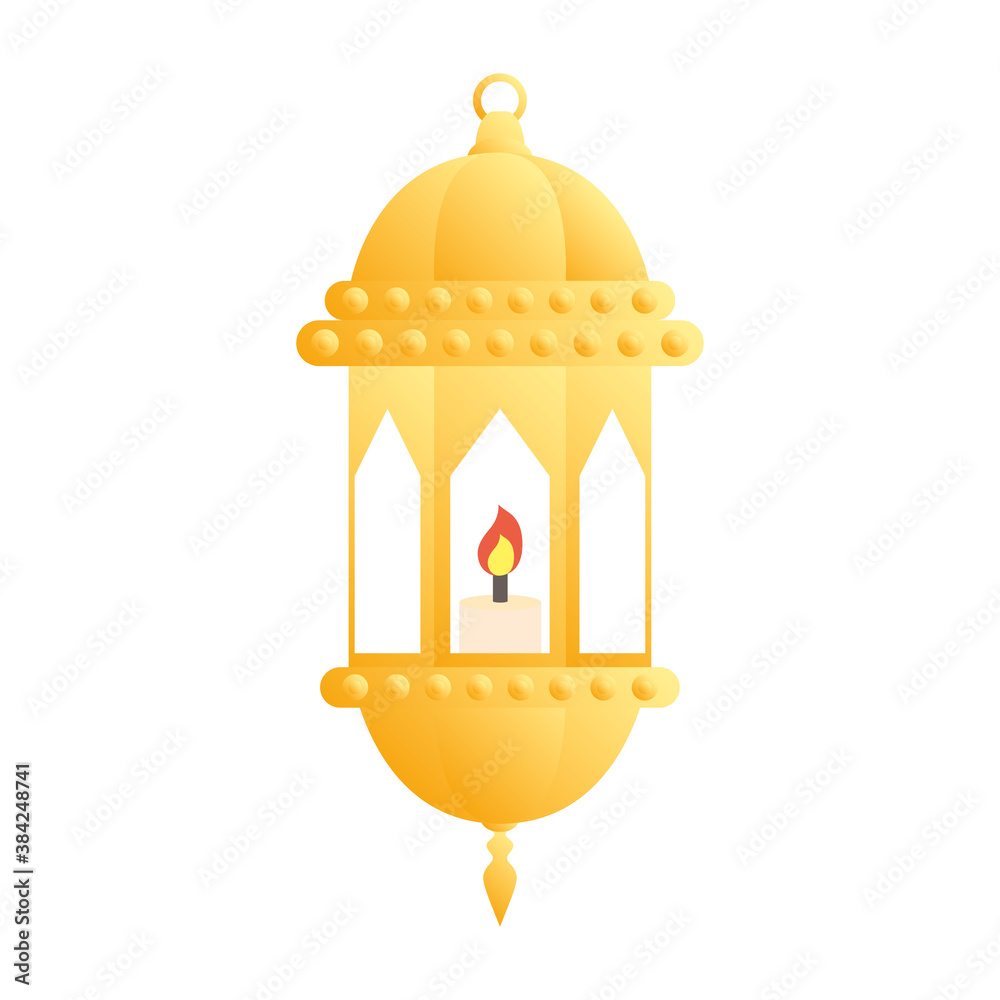 Wall mural golden lamp and candle decoration