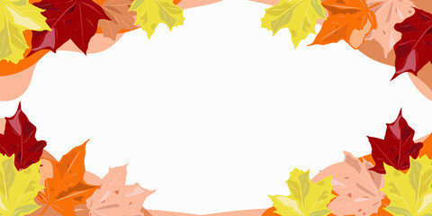 Naklejka na ściany i meble Background with autumn maple leaves orange and yellow