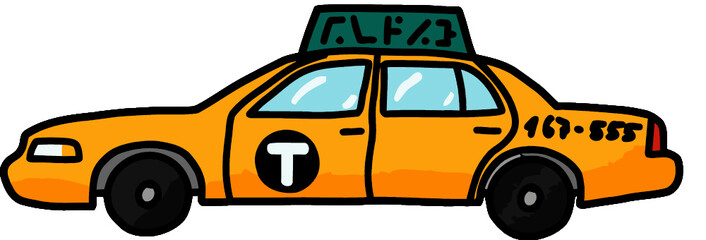 watercolor vector of yellow cab taxi