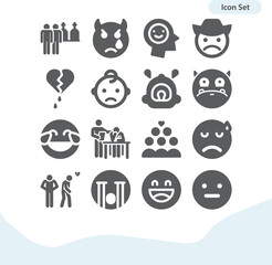 Simple set of sadness related filled icons.