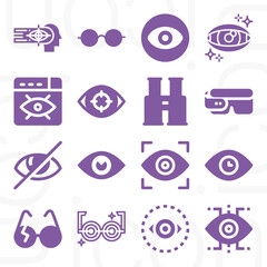 16 pack of visual sense  filled web icons set