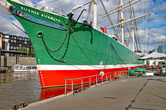 The Rickmer Rickmers moored in Hamburg harbour