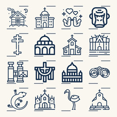 Fototapeta na wymiar Simple set of sanctuary related lineal icons.