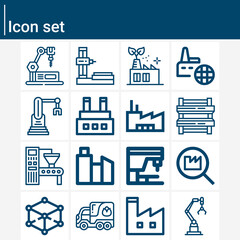 Simple set of manufactured related lineal icons.