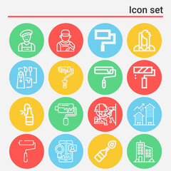 16 pack of renewal  lineal web icons set