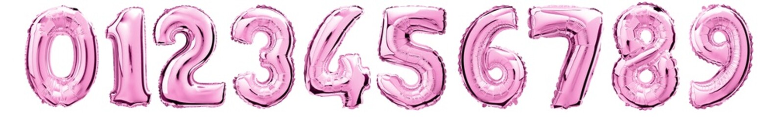 Pink numbers balloon isolated on a white background