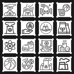 16 pack of radiation  lineal web icons set