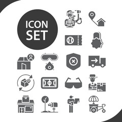 Simple set of baseball game related filled icons.