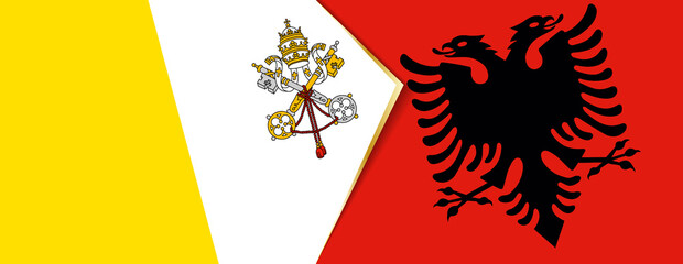 Vatican City and Albania flags, two vector flags.