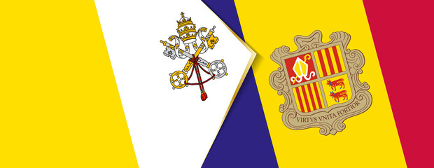 Vatican City and Andorra flags, two vector flags.