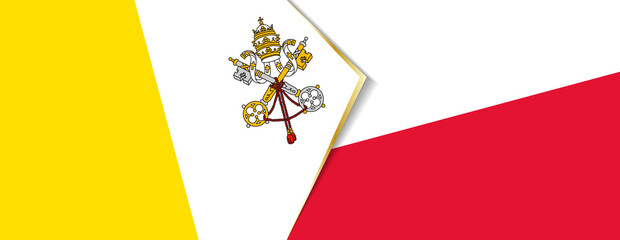 Vatican City and Poland flags, two vector flags.