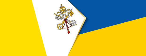 Vatican City and Ukraine flags, two vector flags.