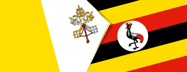 Vatican City and Uganda flags, two vector flags.