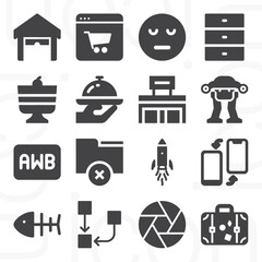 16 pack of clean  filled web icons set