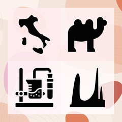 Simple set of geographic region related filled icons