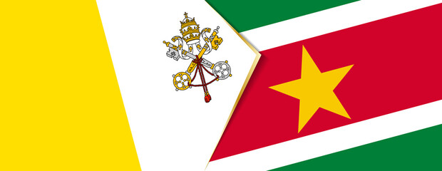 Vatican City and Suriname flags, two vector flags.