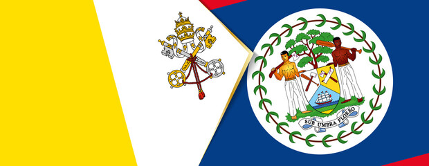 Vatican City and Belize flags, two vector flags.