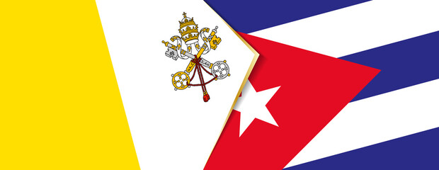 Vatican City and Cuba flags, two vector flags.