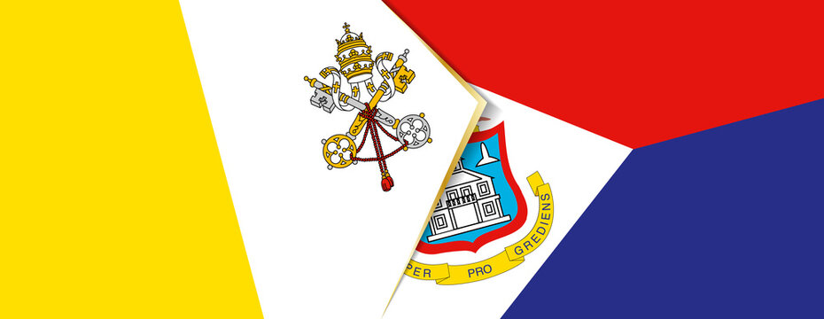 Vatican City and Sint Maarten flags, two vector flags.