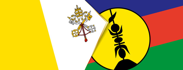 Vatican City and New Caledonia flags, two vector flags.