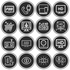 16 pack of hunger  lineal web icons set