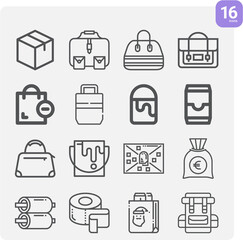 Simple set of packaging related lineal icons.