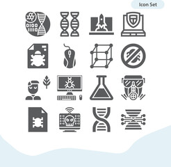 Simple set of scientific related filled icons.