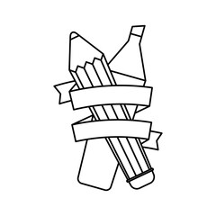 penlighter marker and pencil school supply icon