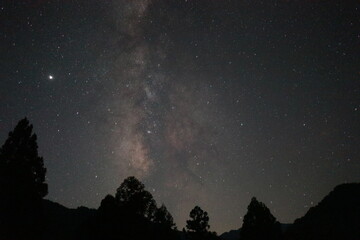 Fototapeta na wymiar The starry sky I saw at the campsite.
