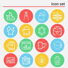 16 pack of auxiliary  lineal web icons set